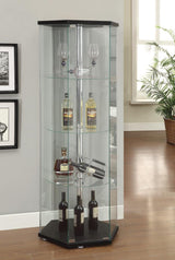 Zahavah Black/Clear 4-Shelf Hexagon Shaped Curio Cabinet from Coaster - Luna Furniture