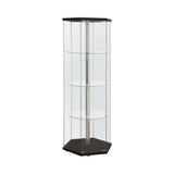 Zahavah Black/Clear 4-Shelf Hexagon Shaped Curio Cabinet from Coaster - Luna Furniture