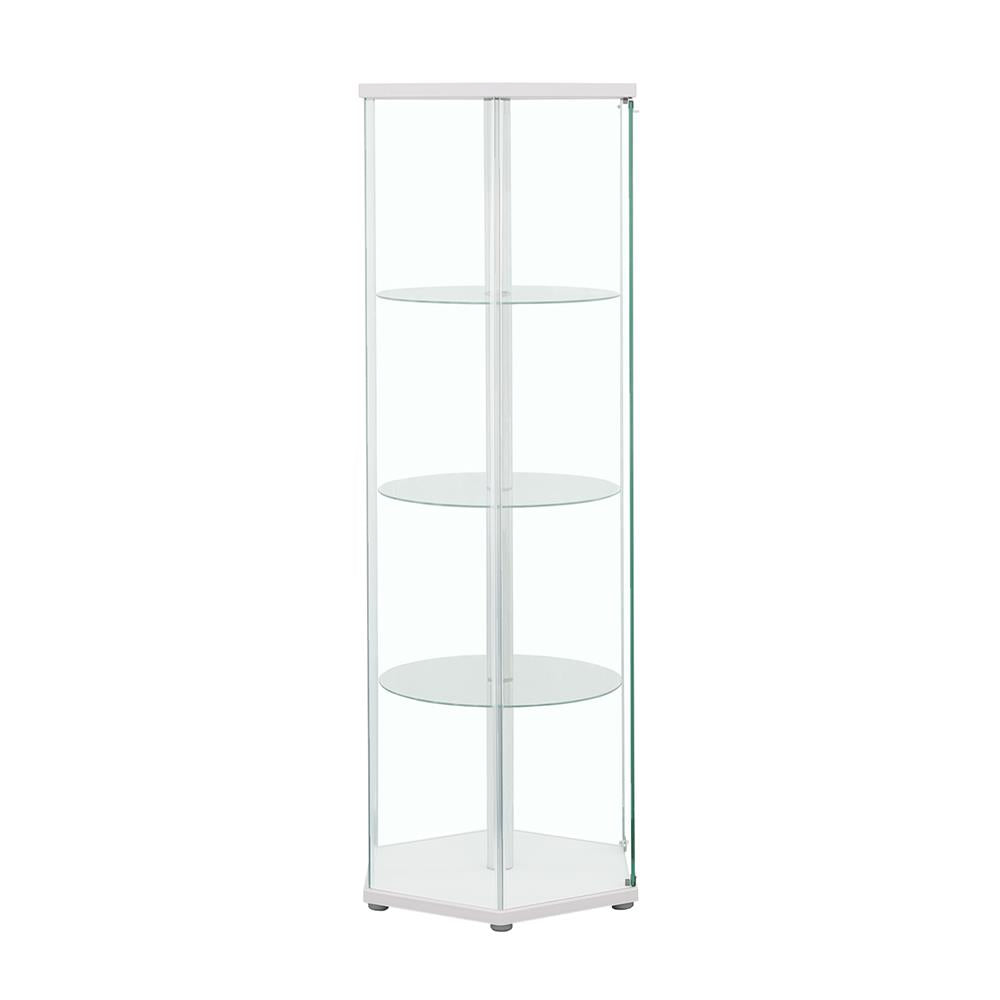 Zahavah 4-shelf Hexagon Shaped Curio Cabinet White and Clear - 950001 - Luna Furniture