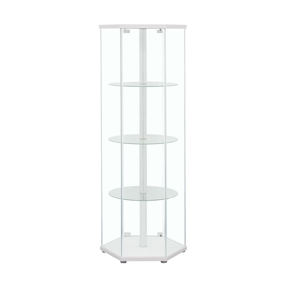 Zahavah 4-shelf Hexagon Shaped Curio Cabinet White and Clear - 950001 - Luna Furniture