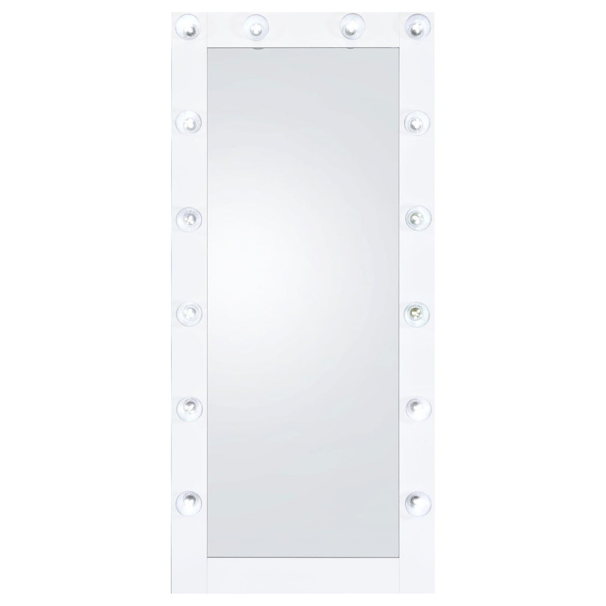 Zayan White High Gloss Full Length Floor Mirror With Lighting from Coaster - Luna Furniture