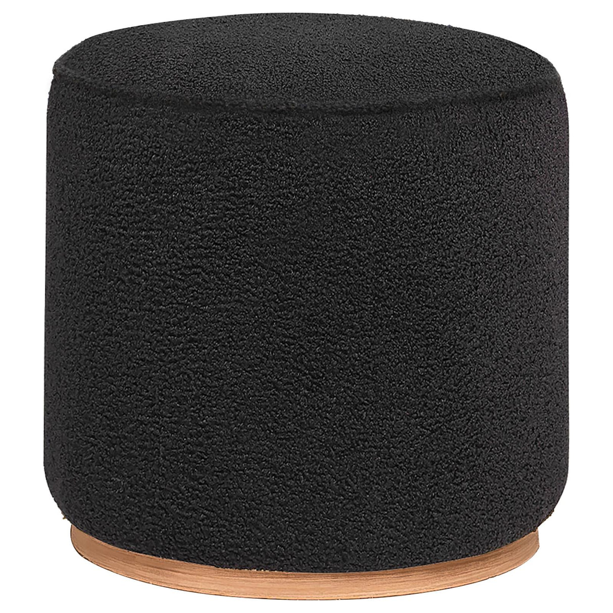 Zena Faux Sheepskin Upholstered Round Ottoman Black - 910301 - Luna Furniture