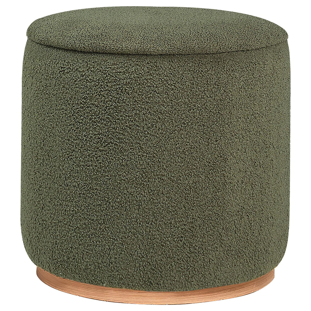 Zena Faux Sheepskin Upholstered Round Ottoman Green from Coaster - Luna Furniture