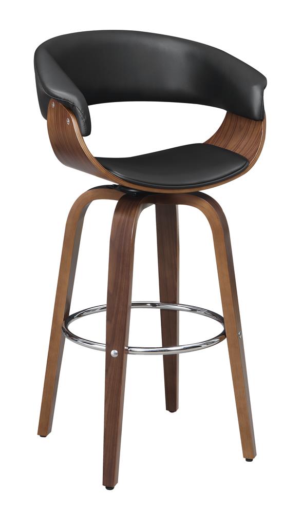 Zion Upholstered Swivel Bar Stool Walnut and Black - 100205 - Luna Furniture