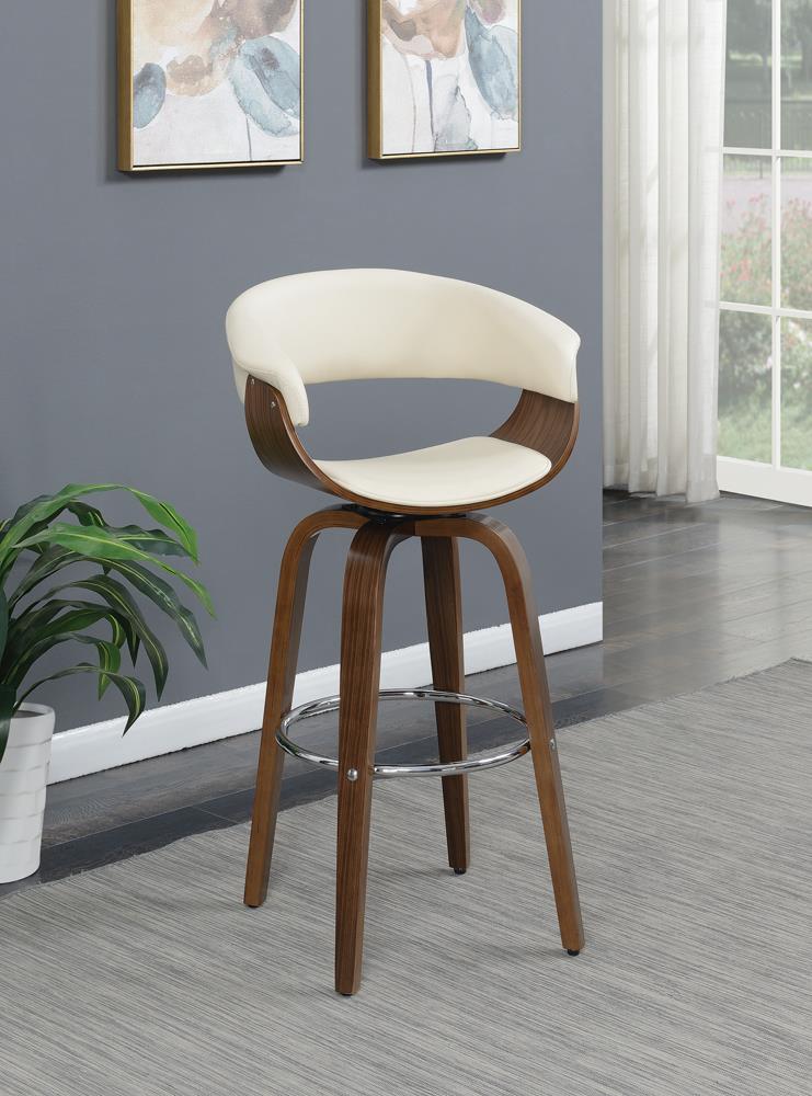 Zion Walnut/Ecru Upholstered Swivel Bar Stool from Coaster - Luna Furniture