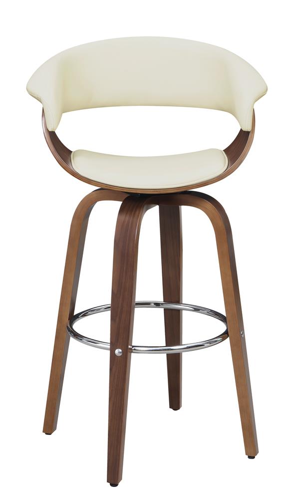 Zion Walnut/Ecru Upholstered Swivel Bar Stool from Coaster - Luna Furniture