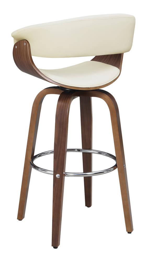 Zion Walnut/Ecru Upholstered Swivel Bar Stool from Coaster - Luna Furniture