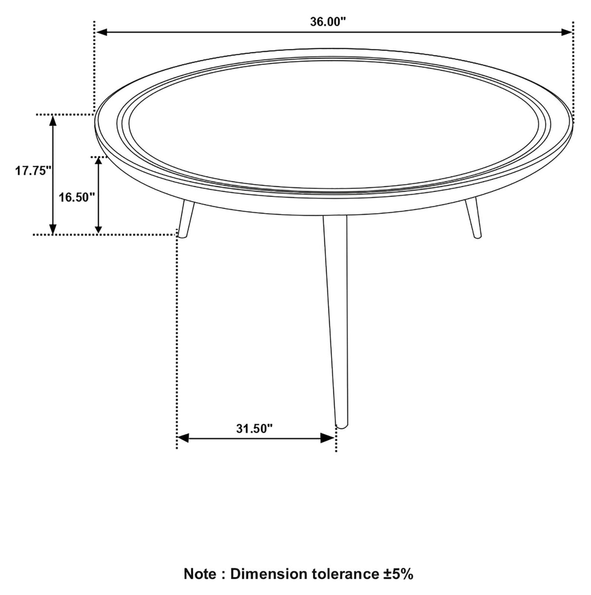 Zoe Natural/Black Round Coffee Table with Trio Legs from Coaster - Luna Furniture