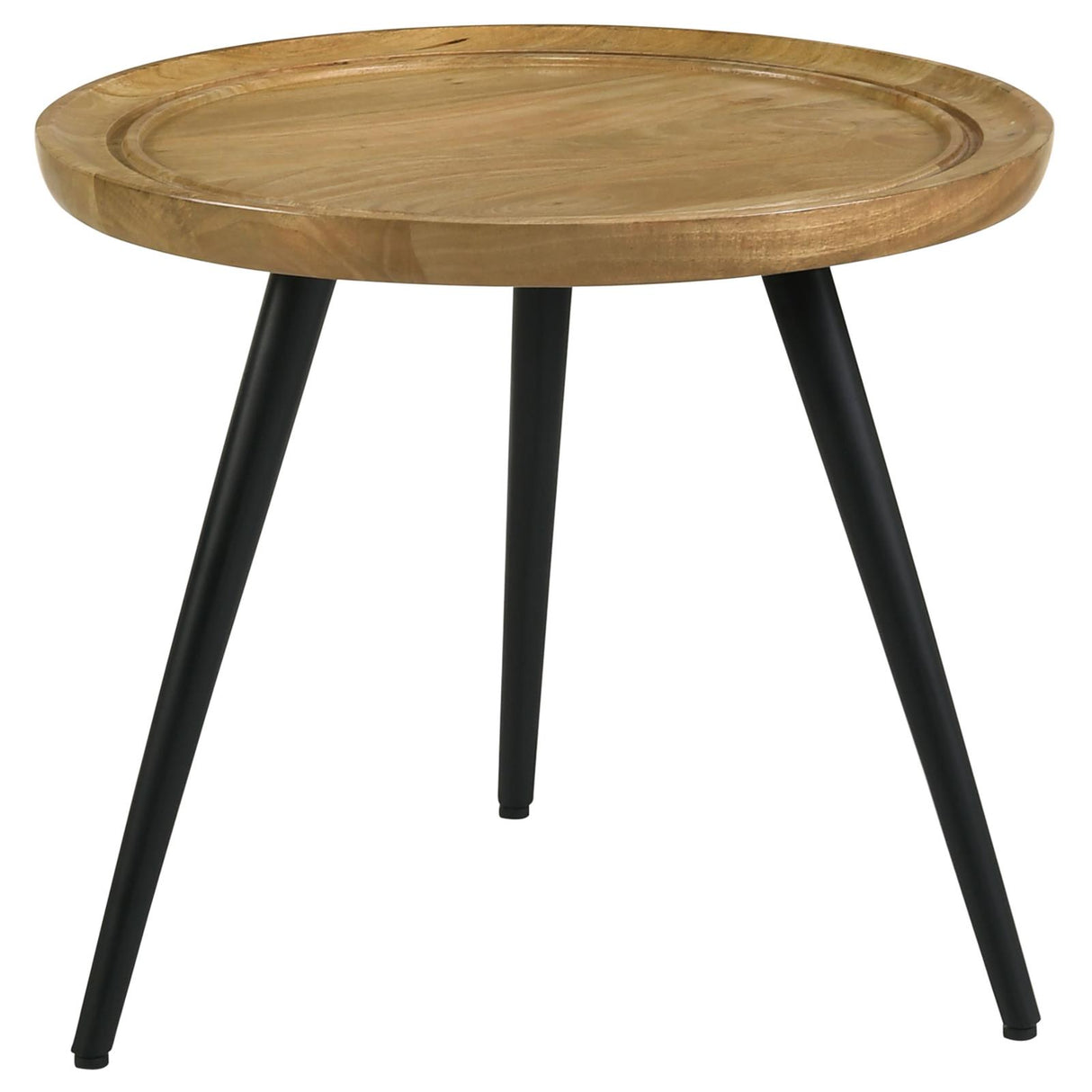 Zoe Round End Table with Trio Legs Natural/Black from Coaster - Luna Furniture