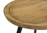 Zoe Round End Table with Trio Legs Natural/Black from Coaster - Luna Furniture